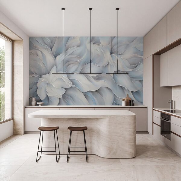 White and grey art Wall mural White and grey art