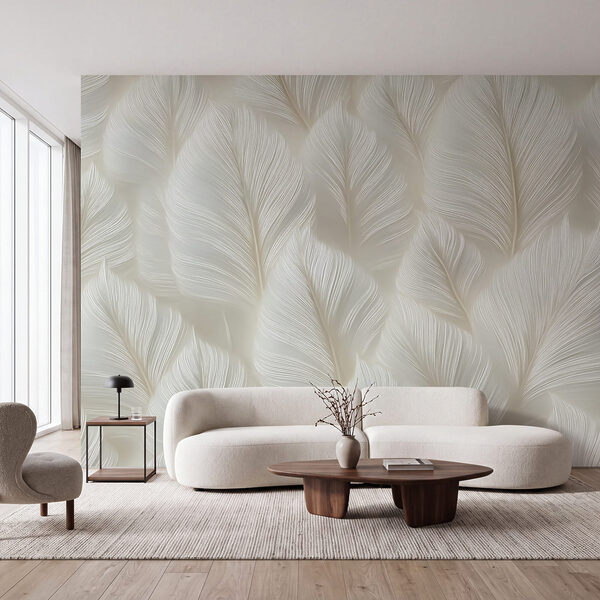 White feather pattern Wall mural White feather pattern