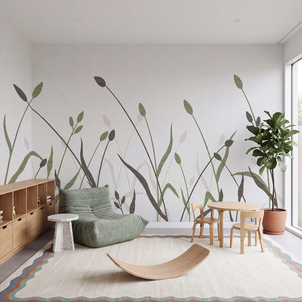 Gentle greens and earthy tones blend Wall mural Gentle greens and earthy tones blend