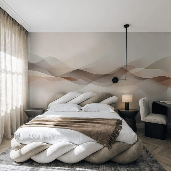 White background with brown and white waves Wall mural White background with brown and white waves