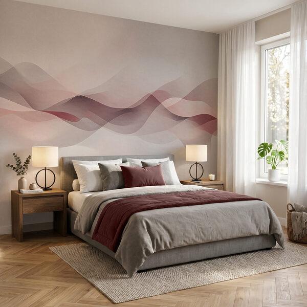 White background with pink and purple waves Wall mural White background with pink and purple waves