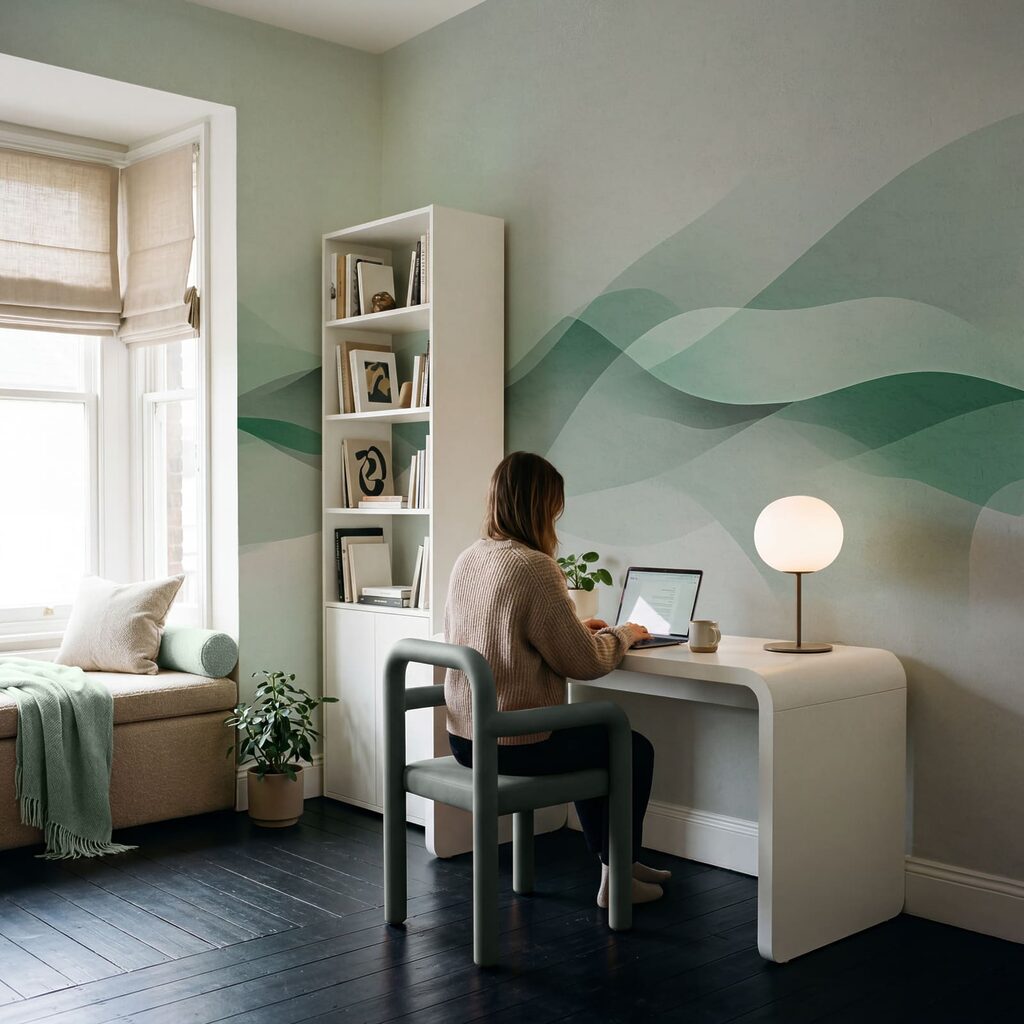Green and white wavy lines Green and white wavy lines