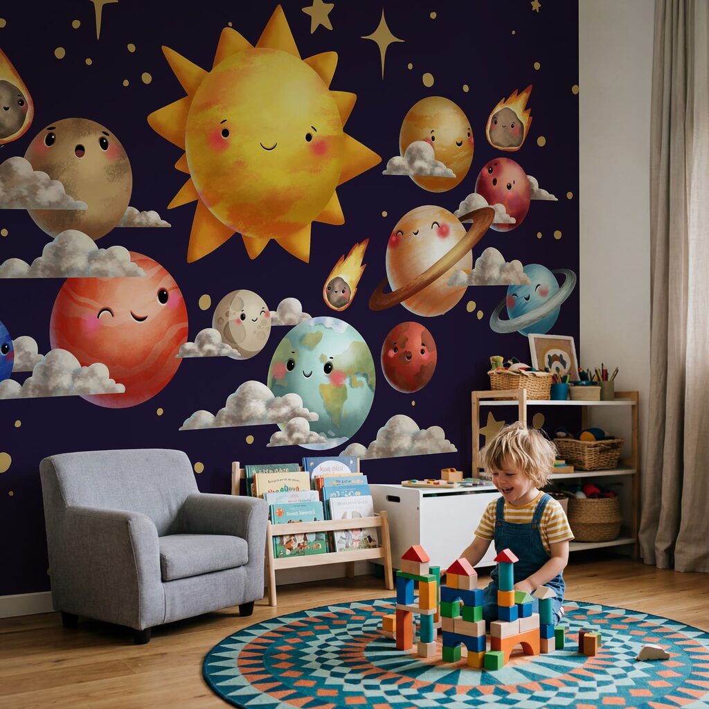 Cartoon planets and sun Cartoon planets and sun
