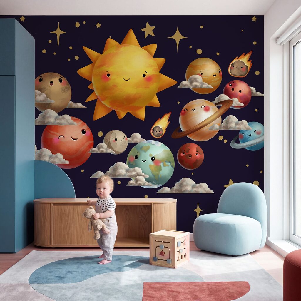 Cartoon planets and sun Cartoon planets and sun