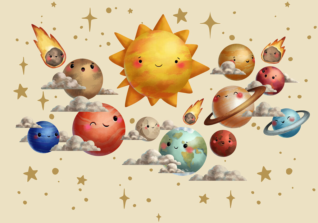 Cartoon planets in the sky Cartoon planets in the sky