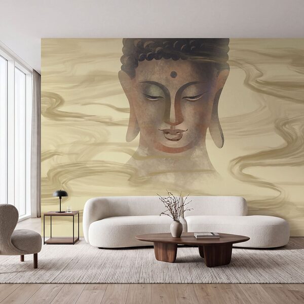 Painting of a buddha head Wall mural Painting of a buddha head