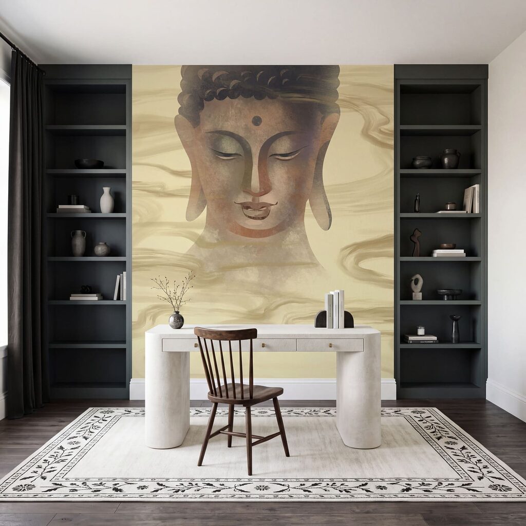 Painting of a buddha head Painting of a buddha head