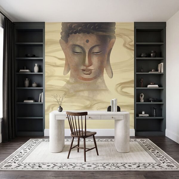 Painting of a buddha head Painting of a buddha head