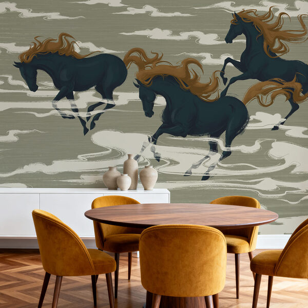 Wall mural Group of horses running in the clouds (SKU: t00997) Wall mural Group of horses running in the clouds (SKU: t00997)