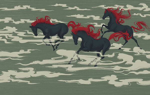 Wall mural Group of horses running in water (SKU: t00997v3) Wall mural Group of horses running in water (SKU: t00997v3)