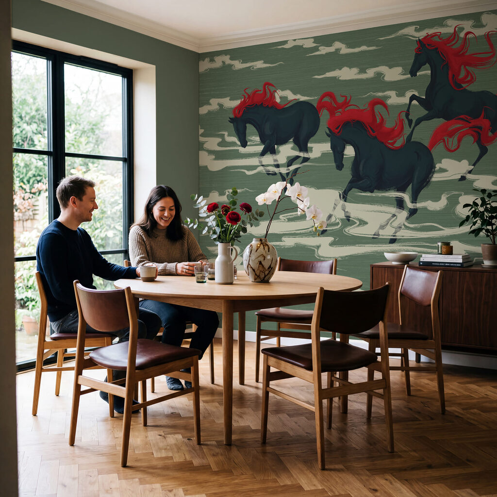 Wall mural Group of horses running in water (SKU: t00997v3) Wall mural Group of horses running in water (SKU: t00997v3)