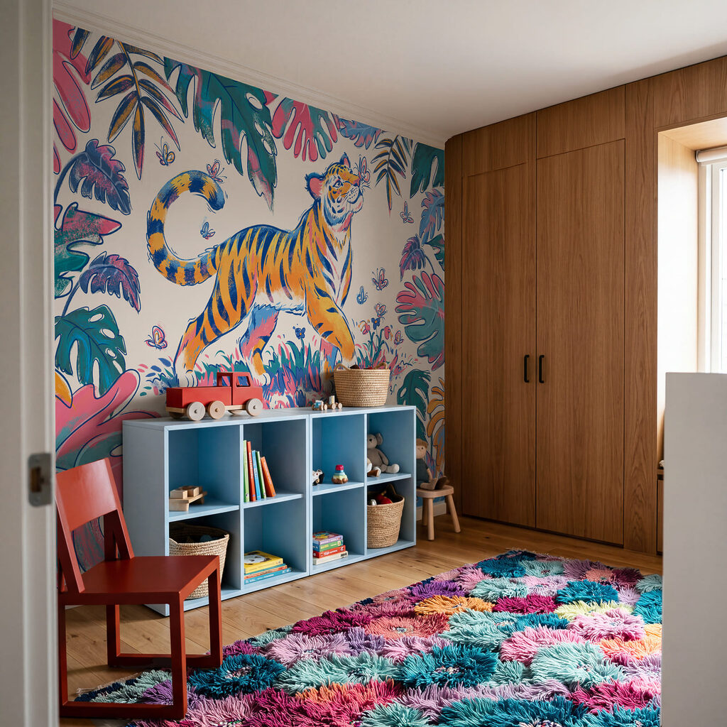 Wall mural Tiger with butterflies in its mouth (SKU: t01032)