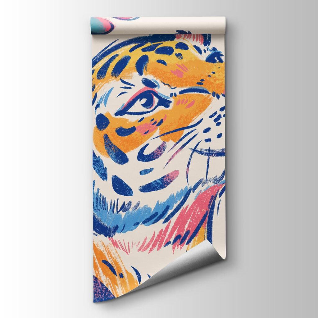 Wall mural Tiger with butterflies in its mouth (SKU: t01032)