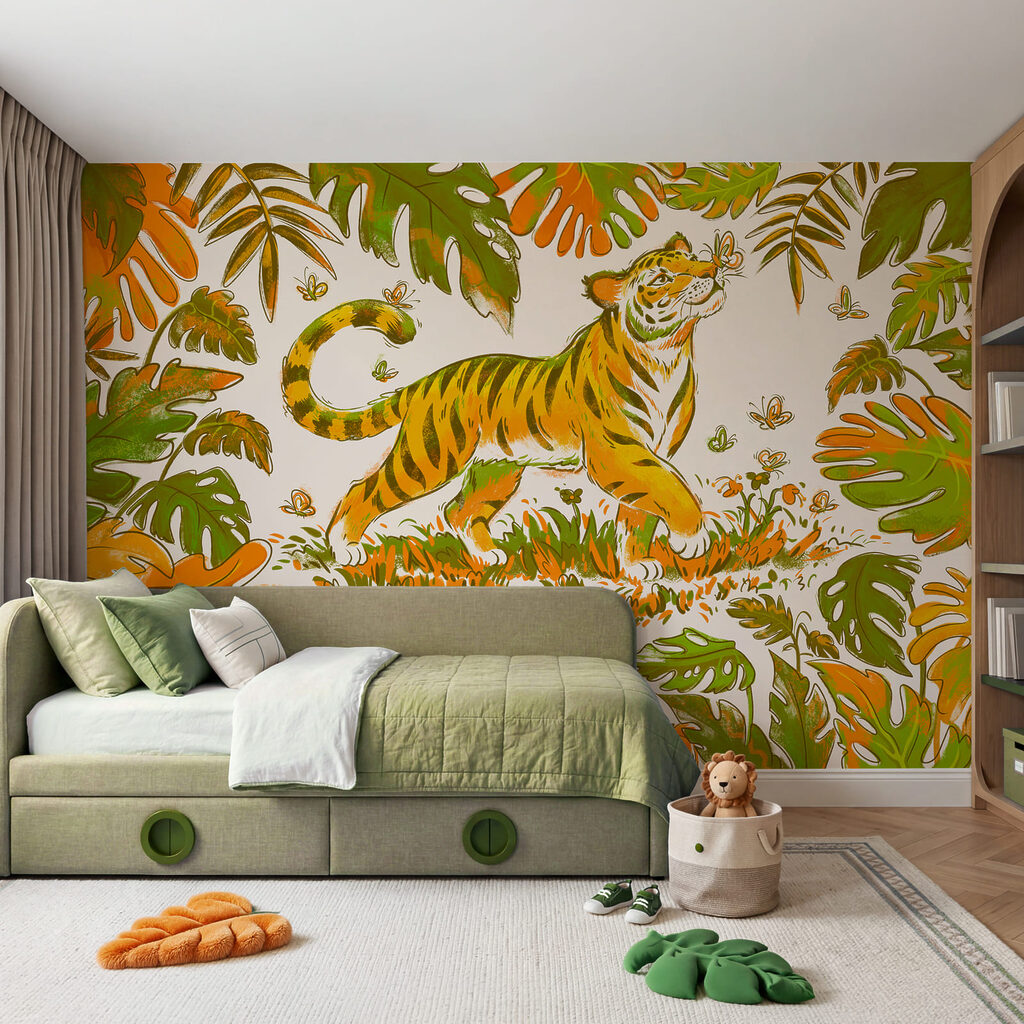 Wall mural Tiger with butterflies in its mouth (SKU: t01032v1) Wall mural Tiger with butterflies in its mouth (SKU: t01032v1)