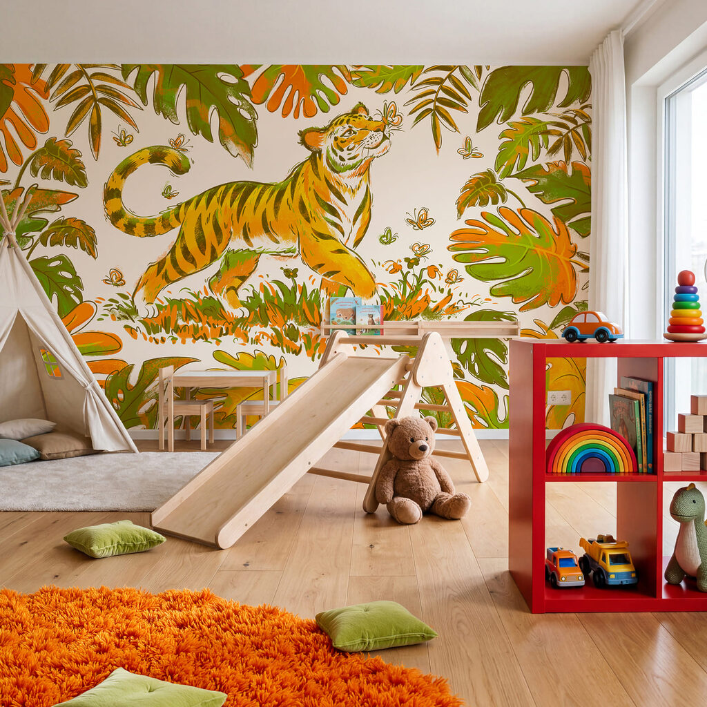 Wall mural Tiger with butterflies in its mouth (SKU: t01032v1) Wall mural Tiger with butterflies in its mouth (SKU: t01032v1)