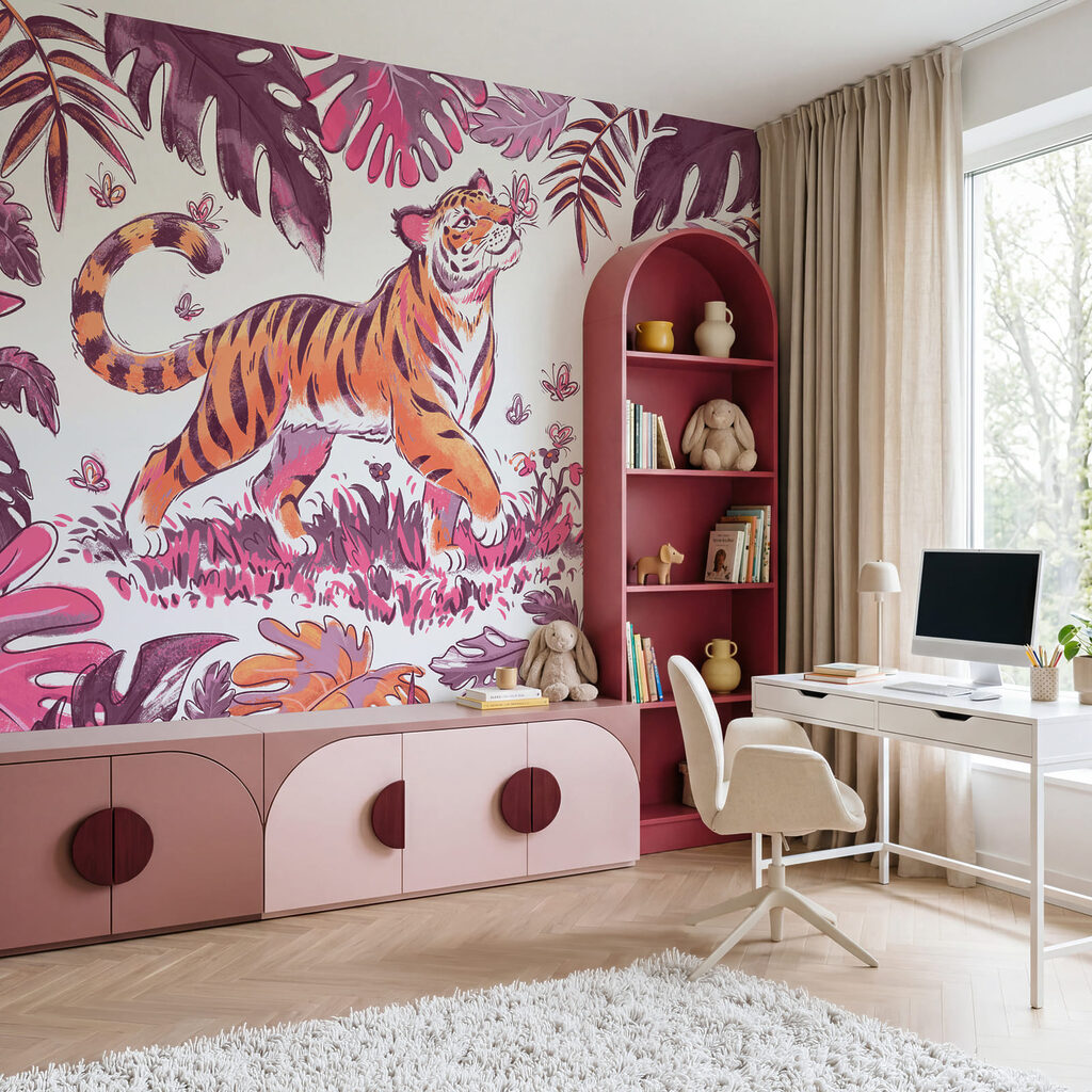 Wall mural Tiger with butterflies in its mouth (SKU: t01032v2) Wall mural Tiger with butterflies in its mouth (SKU: t01032v2)