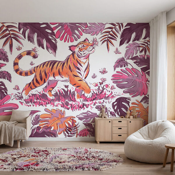 Wall mural Tiger with butterflies in its mouth (SKU: t01032v2) Wall mural Tiger with butterflies in its mouth (SKU: t01032v2)