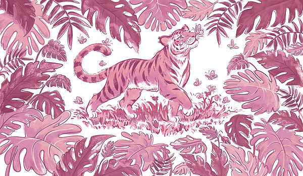 Wall mural Tiger with butterflies in its mouth (SKU: t01032v4) Wall mural Tiger with butterflies in its mouth (SKU: t01032v4)