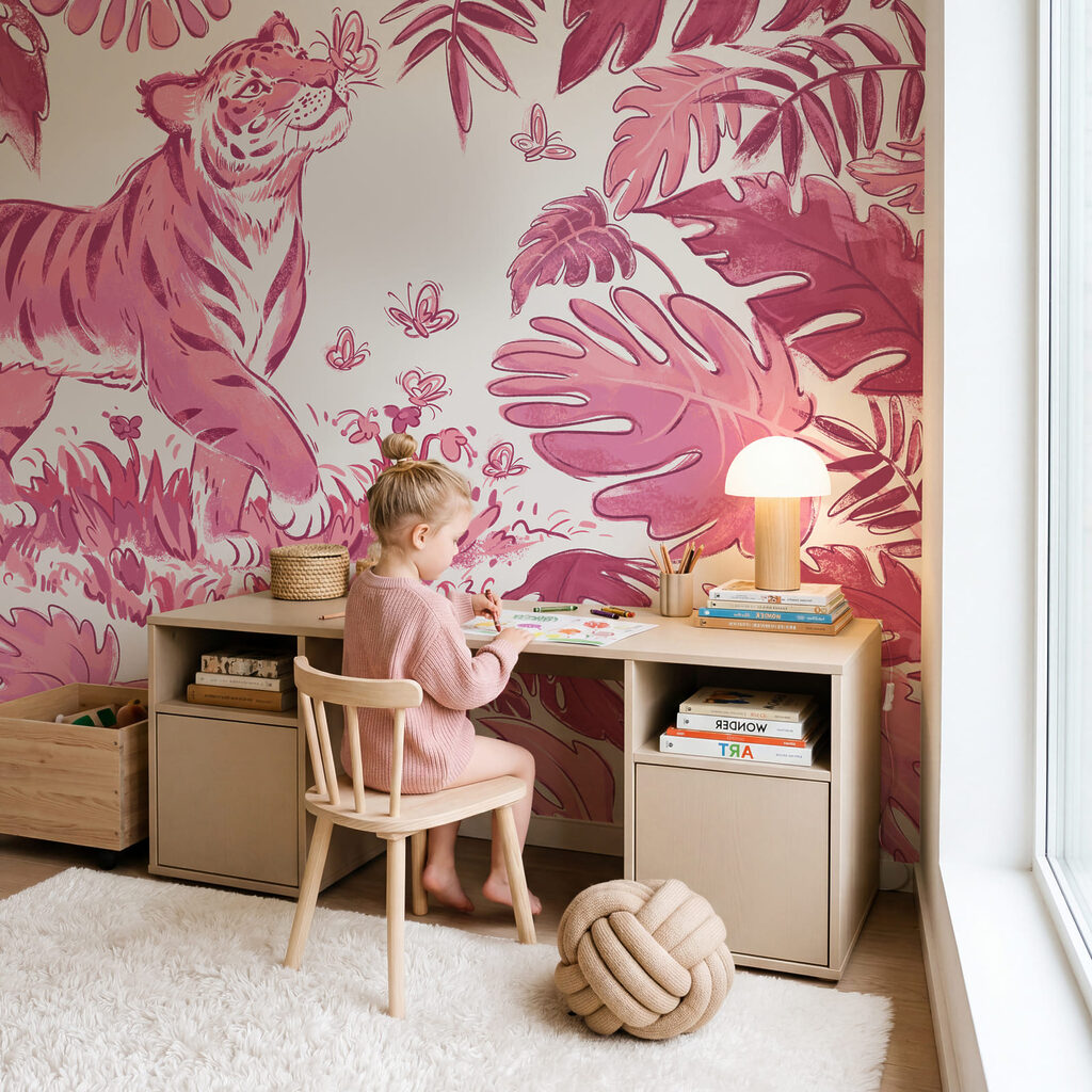 Wall mural Tiger with butterflies in its mouth (SKU: t01032v4) Wall mural Tiger with butterflies in its mouth (SKU: t01032v4)
