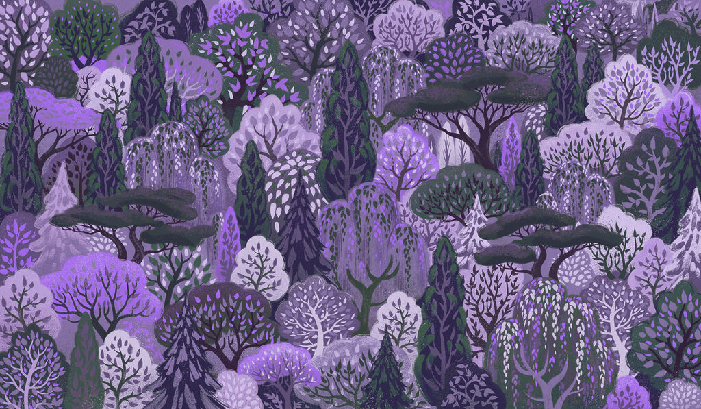 Wall mural Purple and green trees (SKU: t01033v1) Wall mural Purple and green trees (SKU: t01033v1)