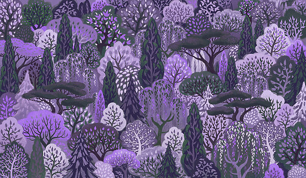 Wall mural Purple and green trees (SKU: t01033v1) Wall mural Purple and green trees (SKU: t01033v1)