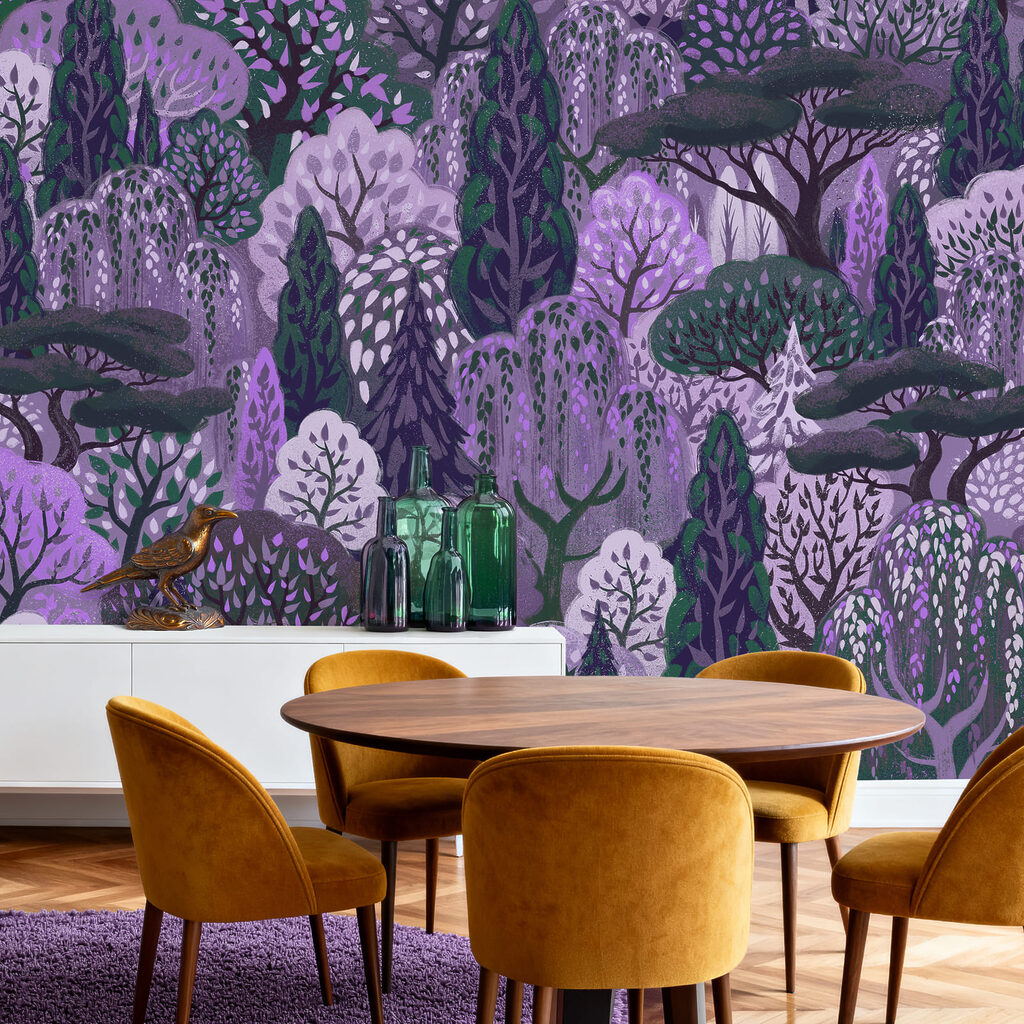 Wall mural Purple and green trees (SKU: t01033v1) Wall mural Purple and green trees (SKU: t01033v1)