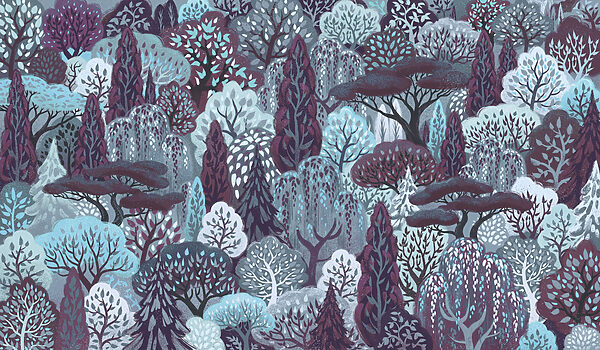 Wall mural Group of trees in a forest (SKU: t01033v4)