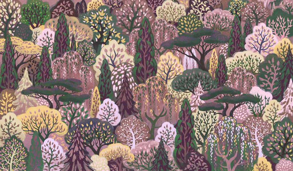 Wall mural Group of trees with different colors (SKU: t01033v6) Wall mural Group of trees with different colors (SKU: t01033v6)