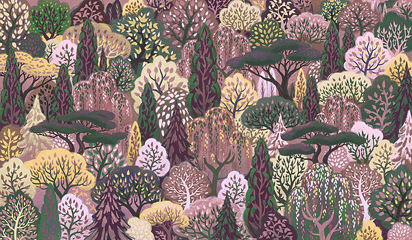Wall mural Group of trees with different colors (SKU: t01033v6) Wall mural Group of trees with different colors (SKU: t01033v6)