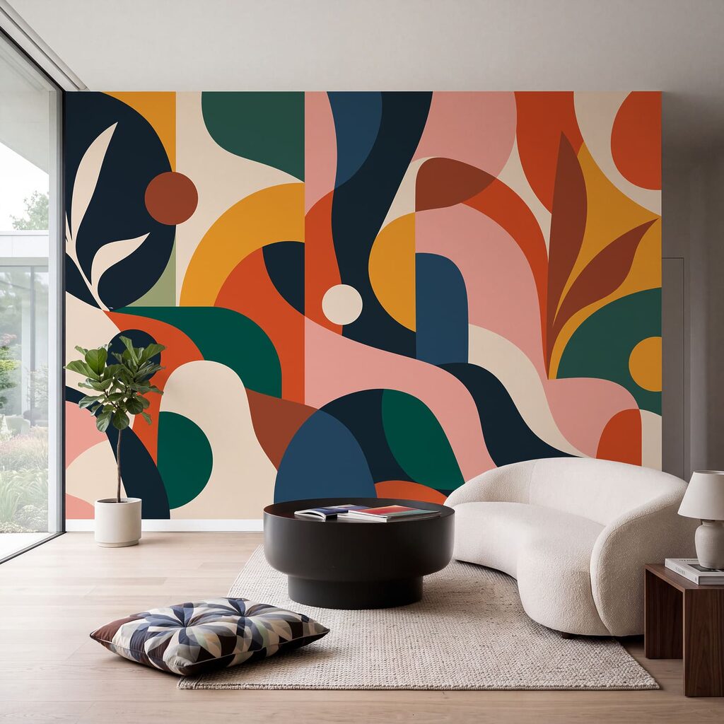 Wall mural Colorful art with different shapes (SKU: t01036) Wall mural Colorful art with different shapes (SKU: t01036)