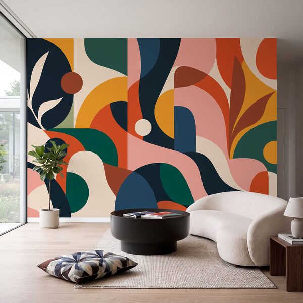 Wall mural Colorful art with different shapes (SKU: t01036) Wall mural Colorful art with different shapes (SKU: t01036)