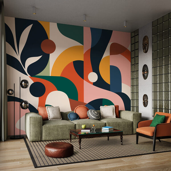 Wall mural Colorful art with different shapes (SKU: t01036) Wall mural Colorful art with different shapes (SKU: t01036)