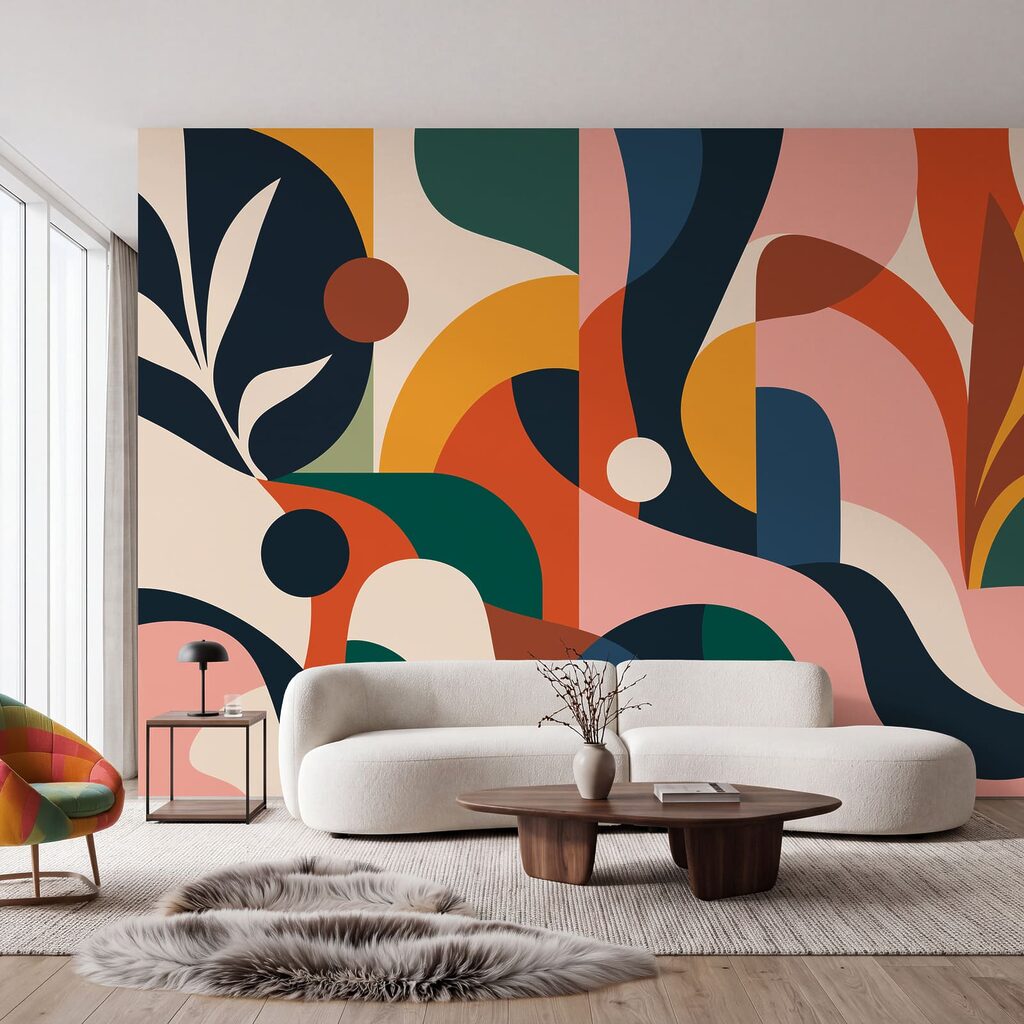 Wall mural Colorful art with different shapes (SKU: t01036) Wall mural Colorful art with different shapes (SKU: t01036)