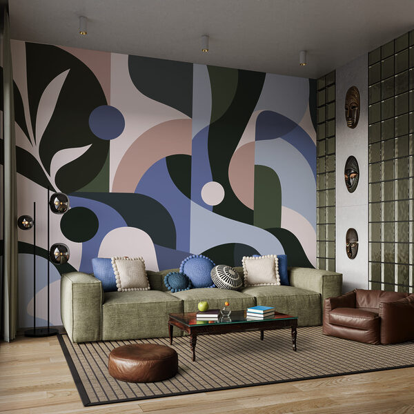 Wall mural Colorful art with circles and lines (SKU: t01036v3) Wall mural Colorful art with circles and lines (SKU: t01036v3)