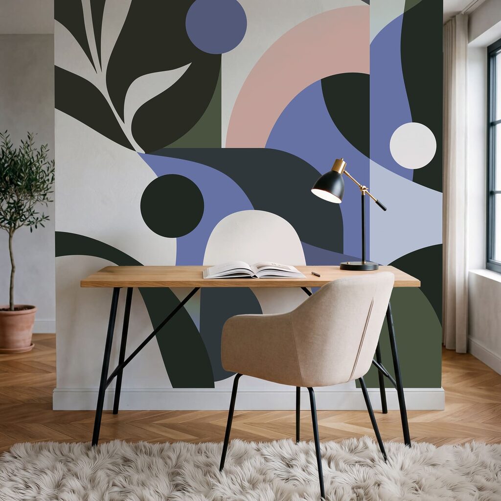 Wall mural Colorful art with circles and lines (SKU: t01036v3) Wall mural Colorful art with circles and lines (SKU: t01036v3)