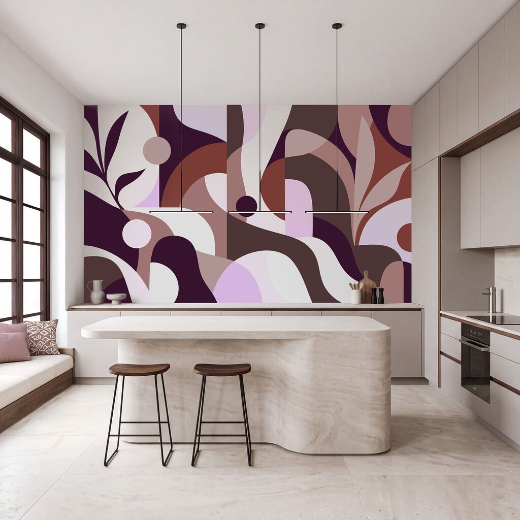 Wall mural Colorful art with curved shapes (SKU: t01036v4) Wall mural Colorful art with curved shapes (SKU: t01036v4)
