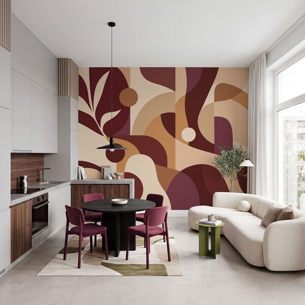 Wall mural Colorful art with curved lines and circles (SKU: t01036v6) Wall mural Colorful art with curved lines and circles (SKU: t01036v6)