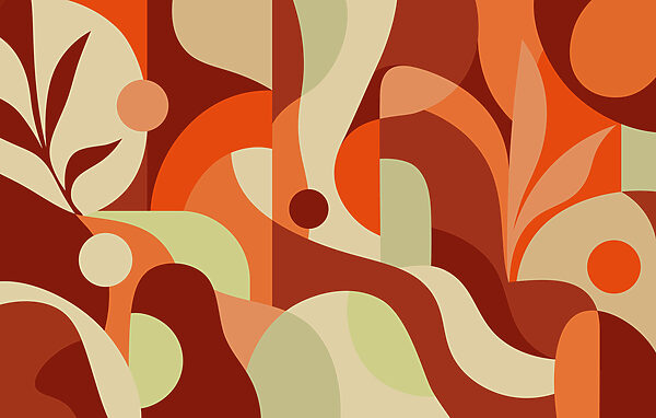Wall mural Colorful art piece with curved shapes (SKU: t01036v7) Wall mural Colorful art piece with curved shapes (SKU: t01036v7)