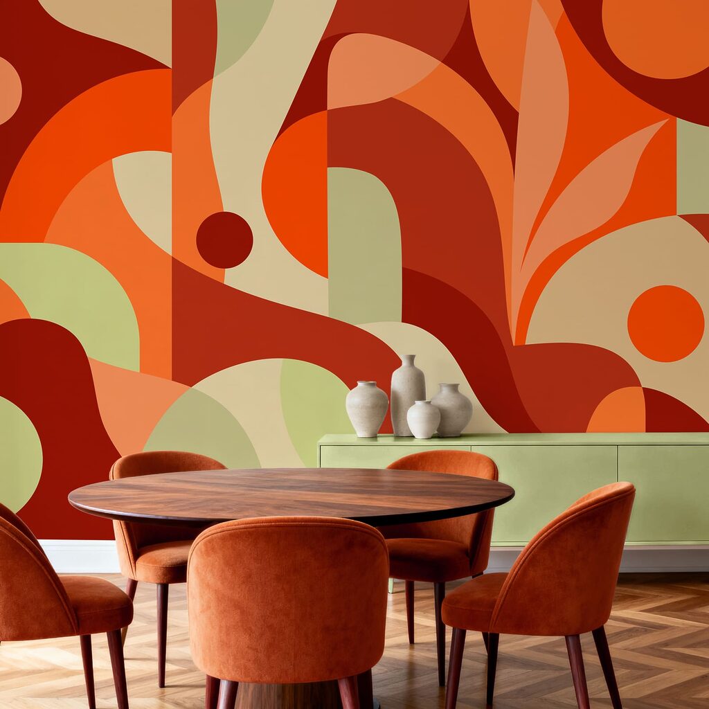Wall mural Colorful art piece with curved shapes (SKU: t01036v7) Wall mural Colorful art piece with curved shapes (SKU: t01036v7)