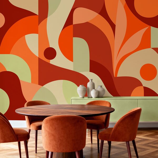Wall mural Colorful art piece with curved shapes (SKU: t01036v7) Wall mural Colorful art piece with curved shapes (SKU: t01036v7)