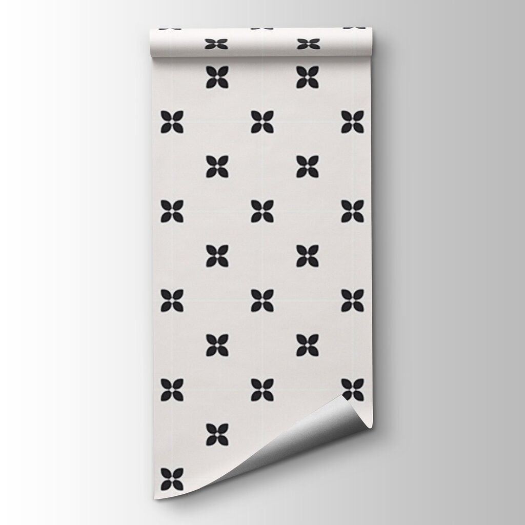 Wall mural Pattern of small black and white flowers (SKU: t01066) Wall mural Pattern of small black and white flowers (SKU: t01066)