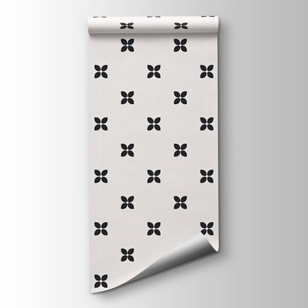 Wall mural Pattern of small black and white flowers (SKU: t01066) Wall mural Pattern of small black and white flowers (SKU: t01066)