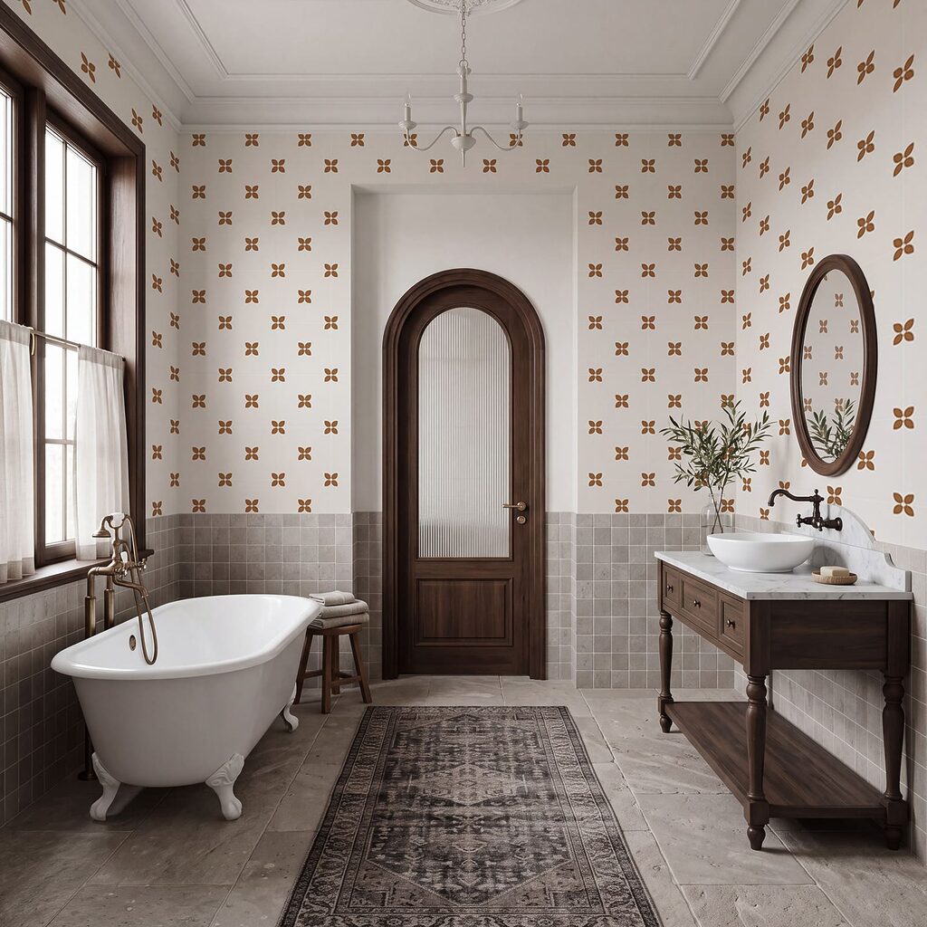 Wall mural Pattern of small brown flowers (SKU: t01066v1) Wall mural Pattern of small brown flowers (SKU: t01066v1)