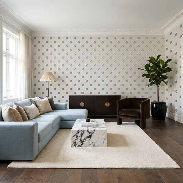 Wall mural Pattern of blue and white flowers (SKU: t01066v2) Wall mural Pattern of blue and white flowers (SKU: t01066v2)