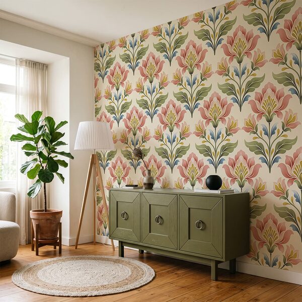 Wall mural Pattern of flowers on a white background (SKU: t01094) Wall mural Pattern of flowers on a white background (SKU: t01094)