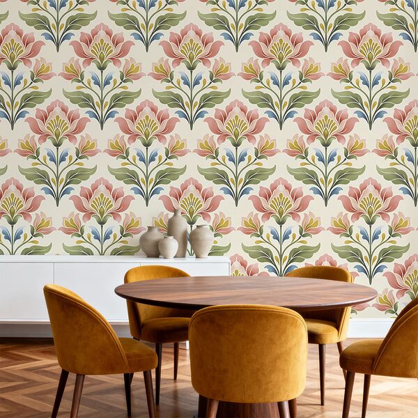 Wall mural Pattern of flowers on a white background (SKU: t01094) Wall mural Pattern of flowers on a white background (SKU: t01094)