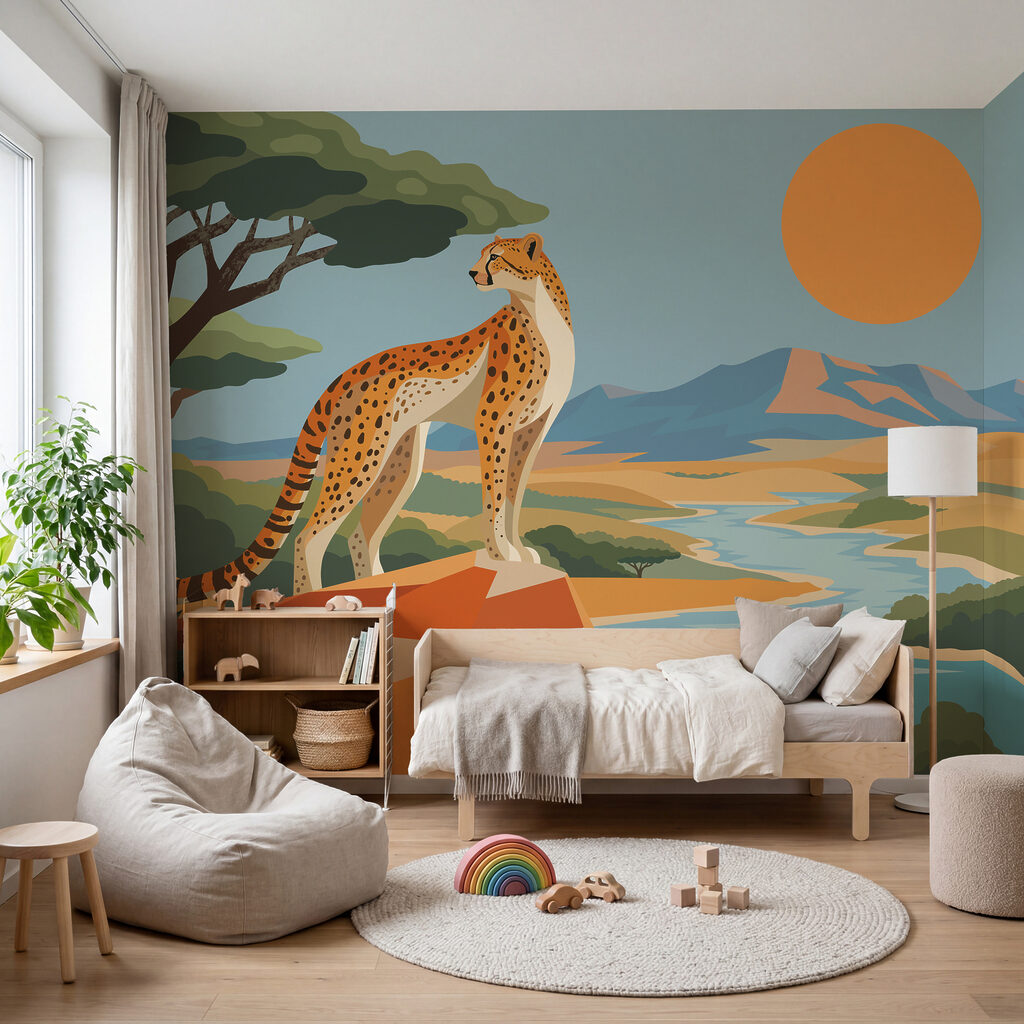 Wall mural Cheetah standing on a rock (SKU: t01040) Wall mural Cheetah standing on a rock (SKU: t01040)