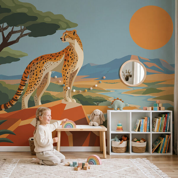 Wall mural Cheetah standing on a rock (SKU: t01040)