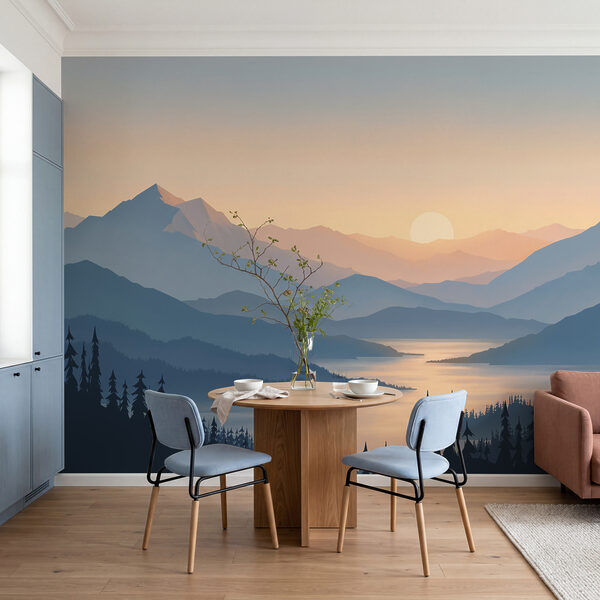 Wall mural Landscape of mountains and a lake (SKU: t01042)