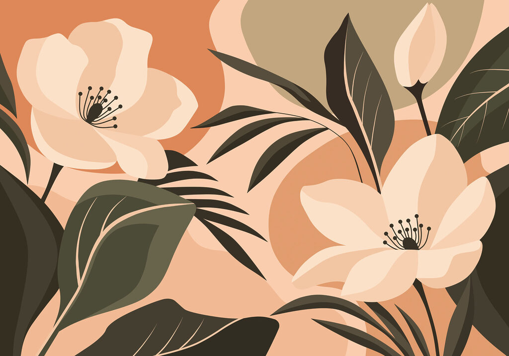 Wall mural Soft blooms on a warm background (SKU: t01045) Wall mural Soft blooms on a warm background (SKU: t01045)